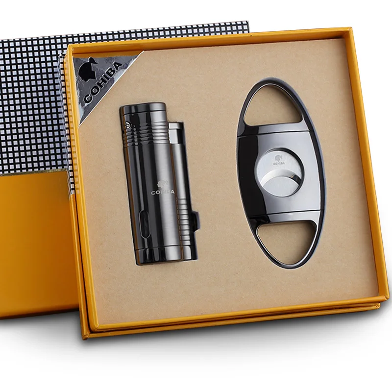 COHIBA прочный Ветрозащитный 3 факел Jet Flame бутан Газовая металлическая зажигалка