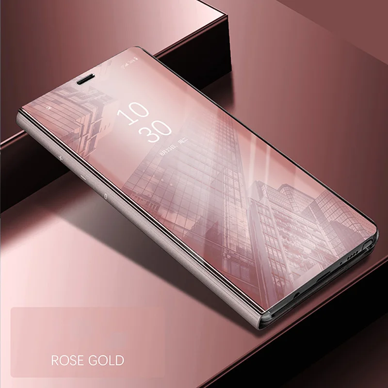 Rose Gold Зеркальный флип-чехол для телефона huawei mate 9 10 20 Pro Lite Smart Clear View Cover для huawei P8 P9 P10 P20 Plus Pro Lite P Smart - Цвет: Rose Gold