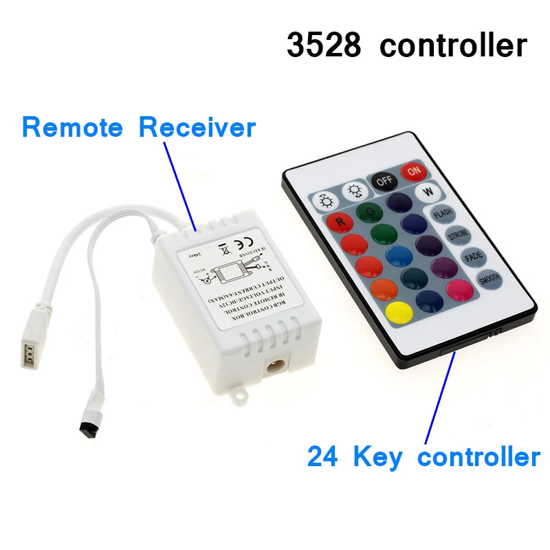 Контроллер для светодиодных лент SMD3528 2835 12 в пост. Тока 24 клавиши ИК пульт