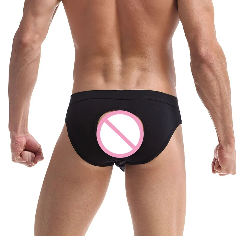 Мужские трусы бикини AIIOU черные однотонные брифы из модала с U образным выпуклым