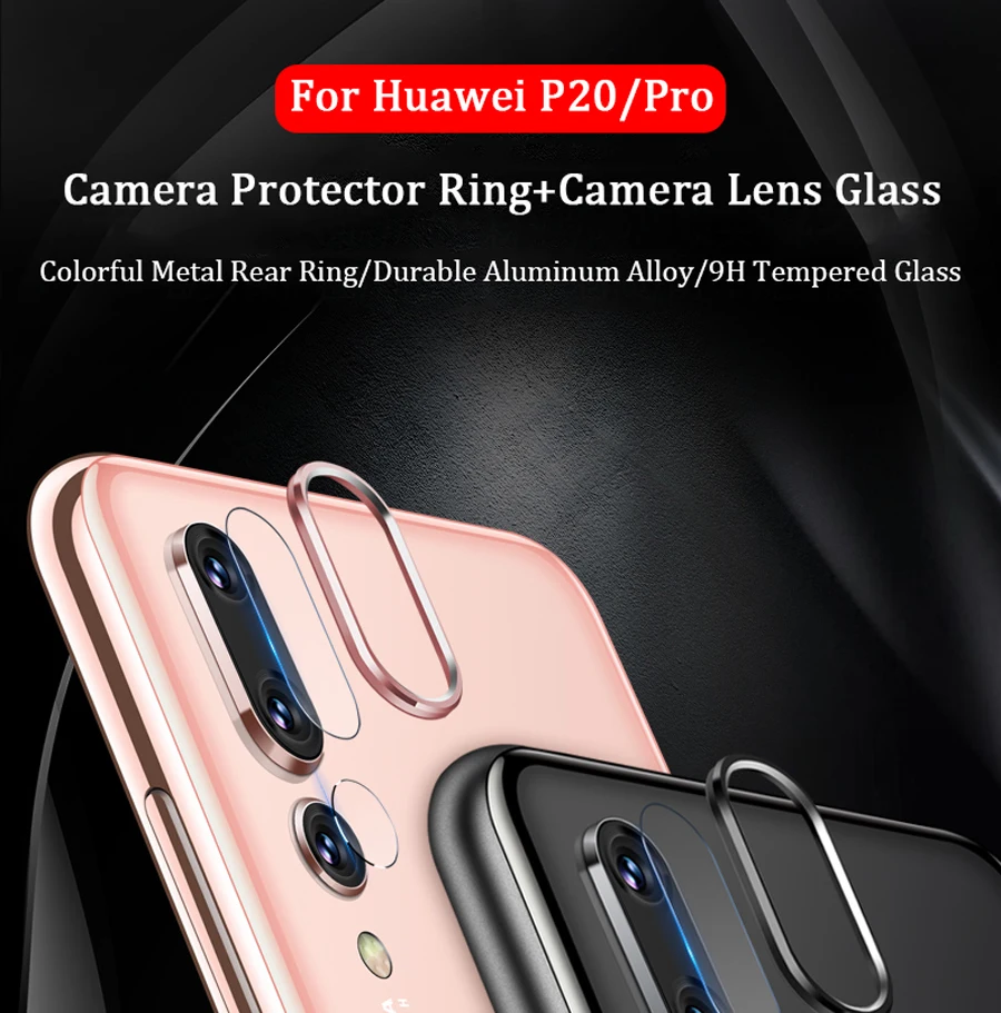 Защитное стекло для камеры для huawei P20 Pro, закаленное стекло+ металлическое защитное кольцо для объектива камеры заднего вида, полное покрытие для huawei P20