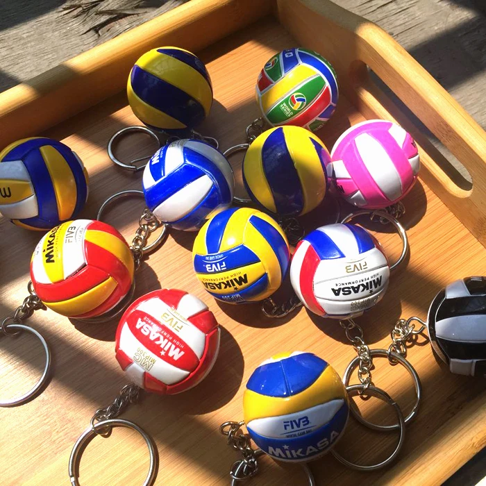 Mini PVC Volleybal Sleutelhanger Sport Gift Auto Bal Sleutelhouder Ring Voor Team Mannen Vrouwen Sleute | Обустройство дома