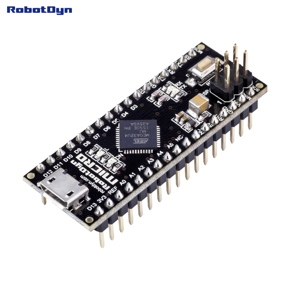 Micro ATmega32U4 (5 В 16 МГц). Спаянные штифты. Совместимость с Arduino и Leonardo|Интегральные