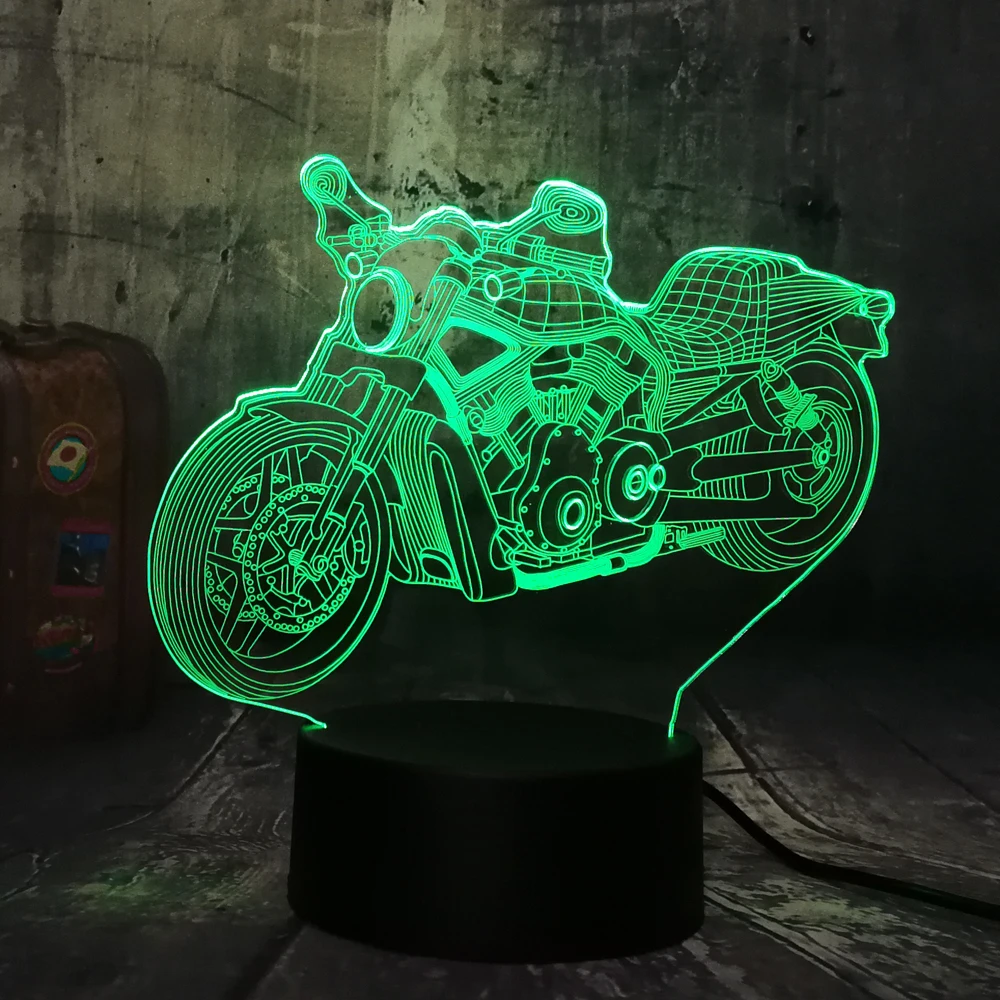 Новинка крутой мотоцикл мальчик игрушки 3D светодиодный Ночник светильник USB