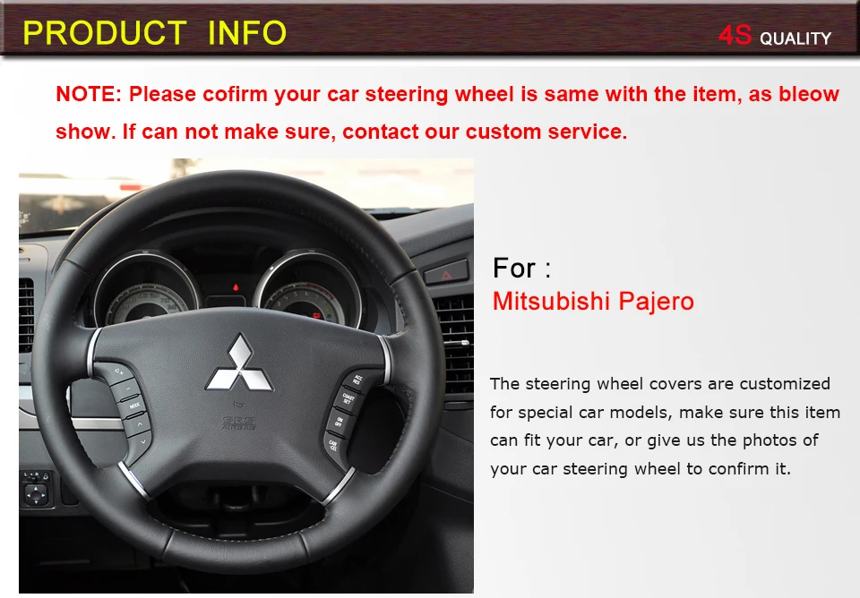PONSNY чехол из натуральной кожи для рулевого управления автомобиля для Mitsubishi Pajero, чехол для автомобильного колеса, прошитый вручную