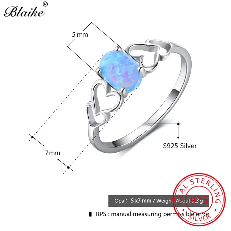 Blaike шик овальный опал сердце ювелирные изделия из драгоценных металлов 100%