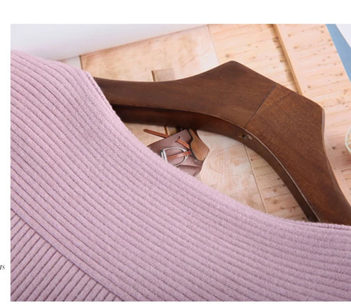 2019 осень и зима вязаный свитер женские модные пикантные большой косой воротник