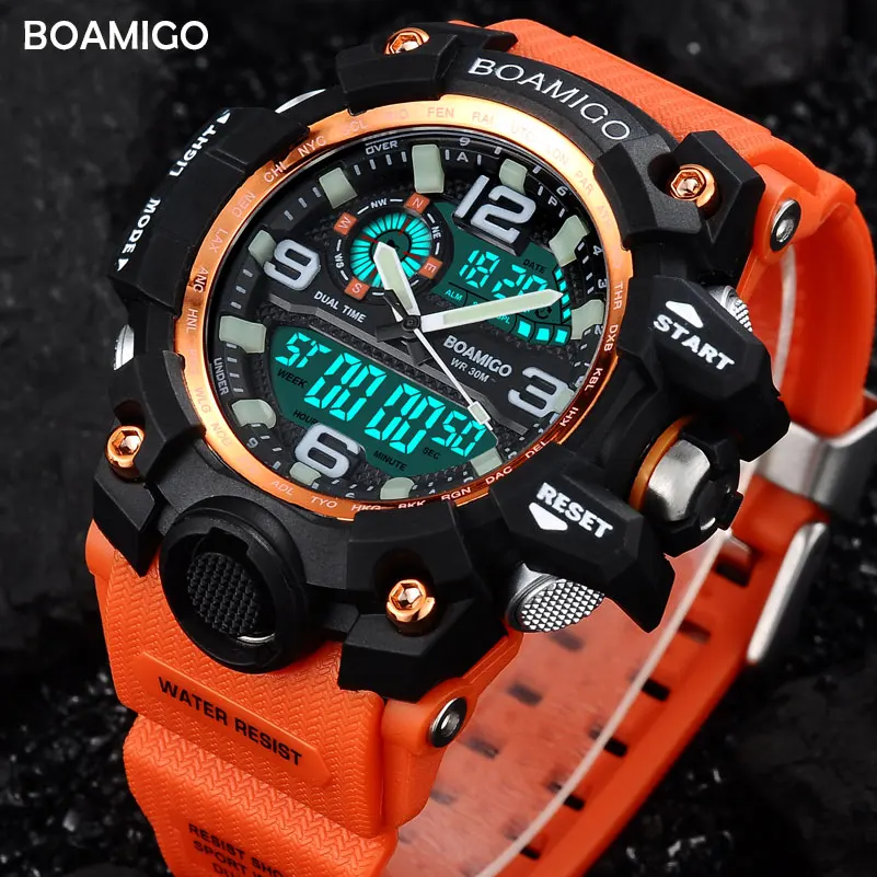 Мужские спортивные часы BOAMIGO F502 Цифровые Кварцевые водонепроницаемые с