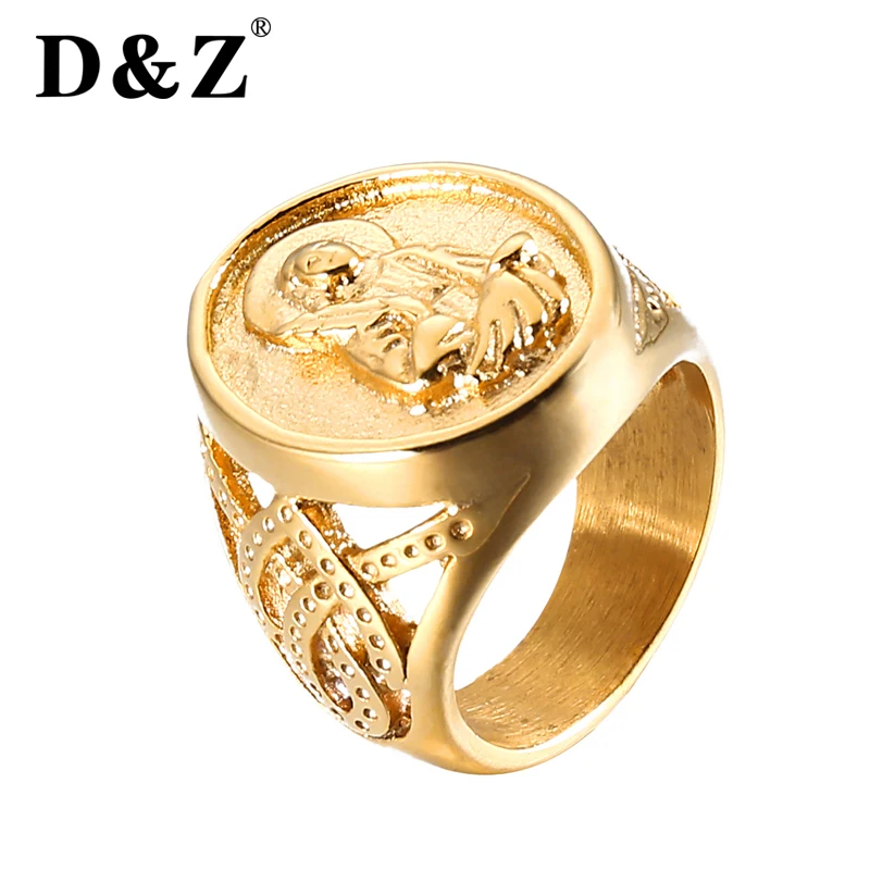 D & Z кольца из нержавеющей стали для мужчин религиозные винтажные золотые