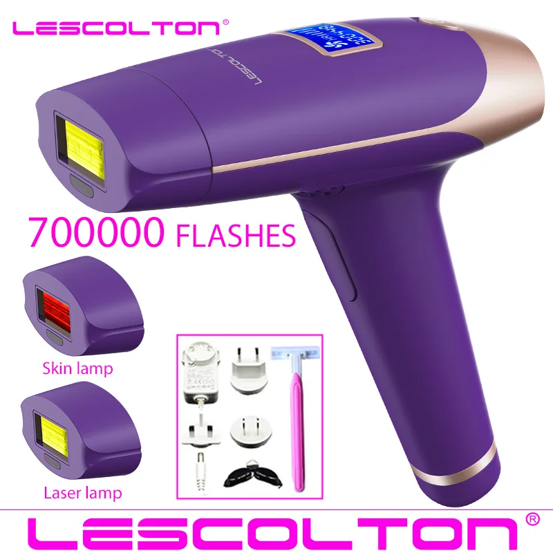 Lescolton 6в1 5в1 4в1 IPL эпилятор, постоянное лазерное удаление волос T009i 1600000 импульсов, лазерный Фотоэпилятор - Цвет: 700000times Purple1