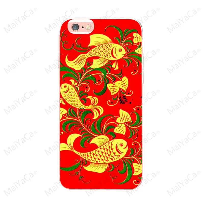 MaiYaCa Khokhloma русский Узор Цветок для iphone 8 8plus X XS XR Coque Shell для Apple iphone 5 5S SE и 6s 7 8 чехол для телефона
