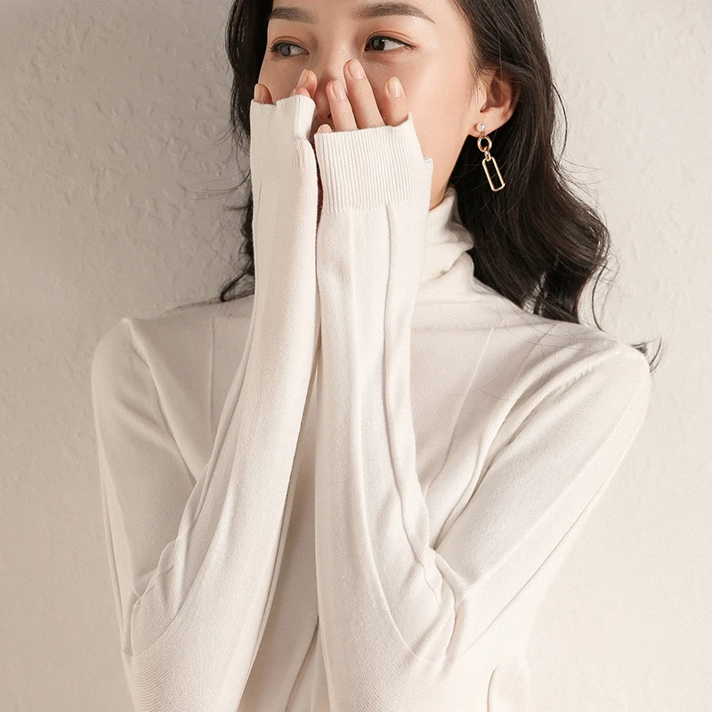 Pile of collar sweater women's solid color bottoming shirt 2018 autumn and winter new pullover turtleneck | Женская одежда