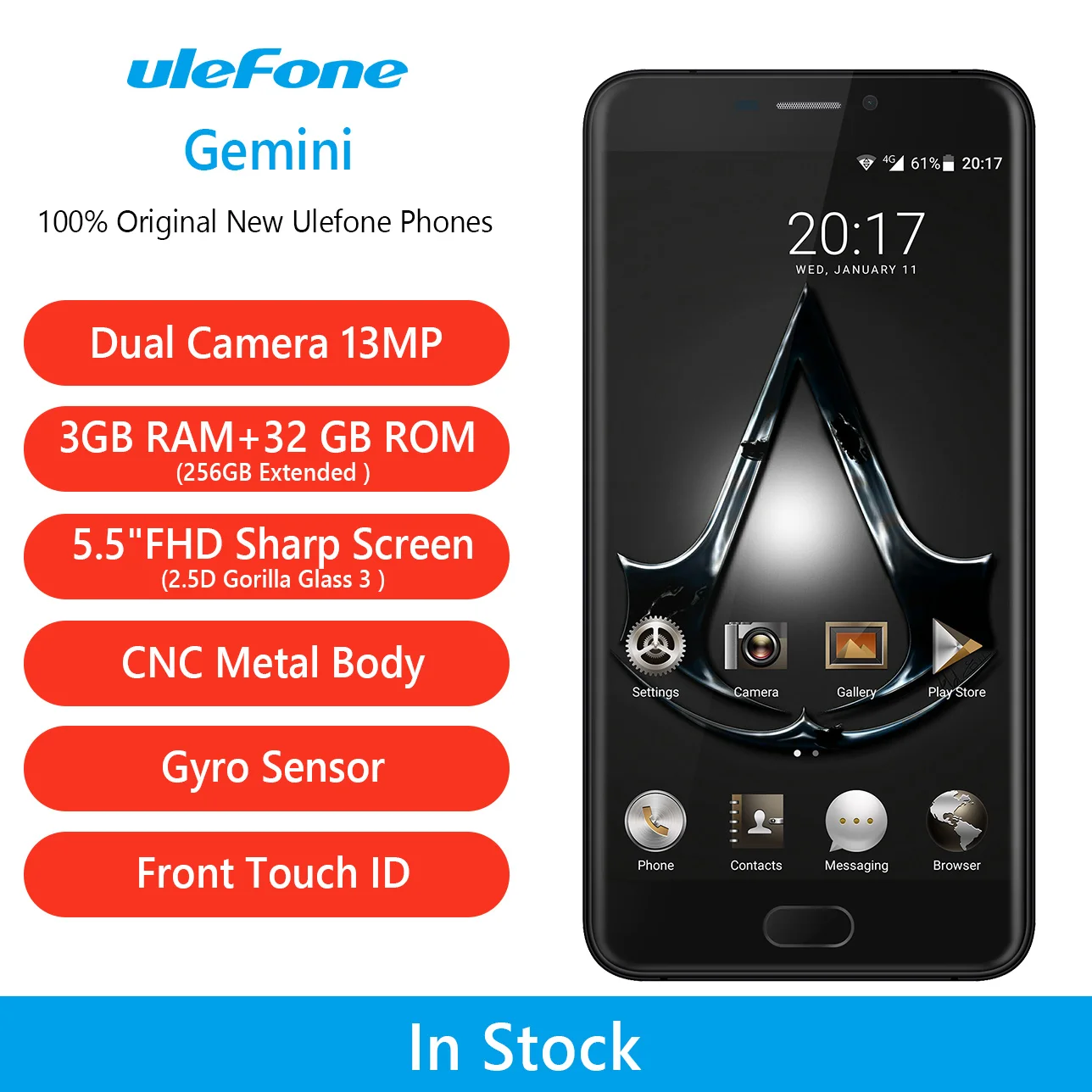 Чехол + стекло) подарки! lOriginal Ulefone Близнецы двойной задней камерами 5 &quotFHD 3g 32 г
