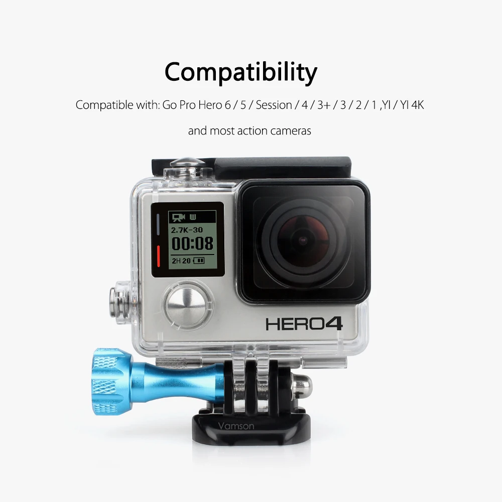 Винтовая гайка Vamson из алюминиевого сплава для GoPro Hero 8 7 6 5 4 3 Yi Lite 4K SJCAM Go Pro