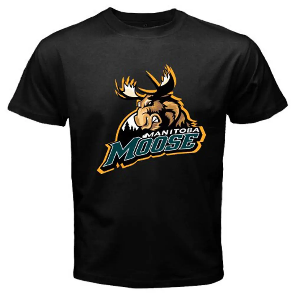 Новый логотип Manitoba Moose Ahl Hockey Winnipeg Ретро Мужская черная футболка Размер Comfortable