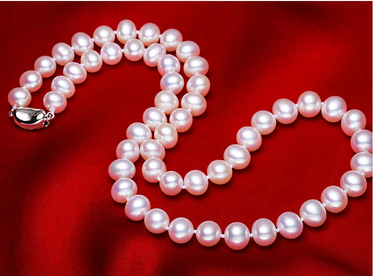 

hot-selling +++429 Genuine pink purple 8-9mm selection of High Gloss Pink day fresh water pearl necklace but genuine female