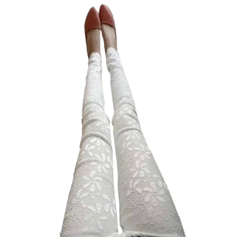 Женщины в кружево тонкий приталенный леггинсы брюки карандаш ноги девочка