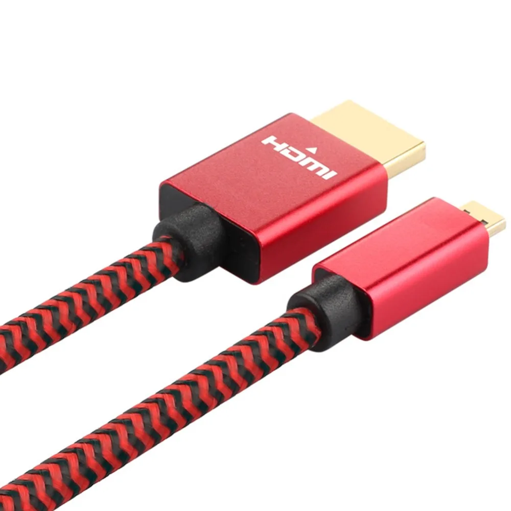 Плетеный Микро HDMI к папа мужчине кабель адаптера поддерживает 3D 4K 60Hz 1080 P Ethernet