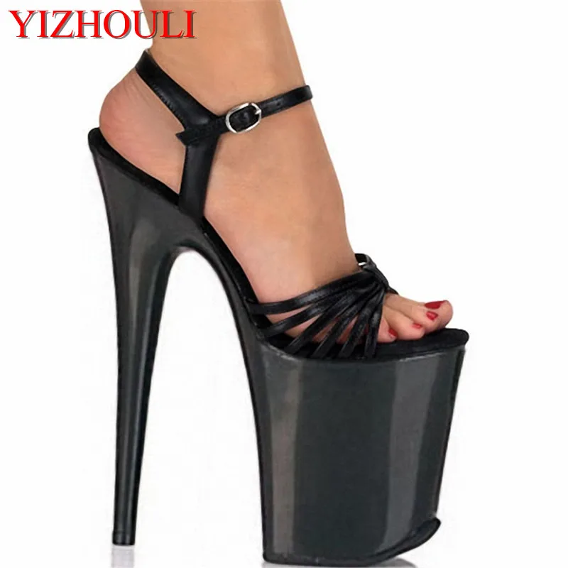 

shipping black strap unusual 8 Inch Heel Sexy Shoes Platforms sandals sexy clubbing high heels 20cm Exotic Dancer shoes