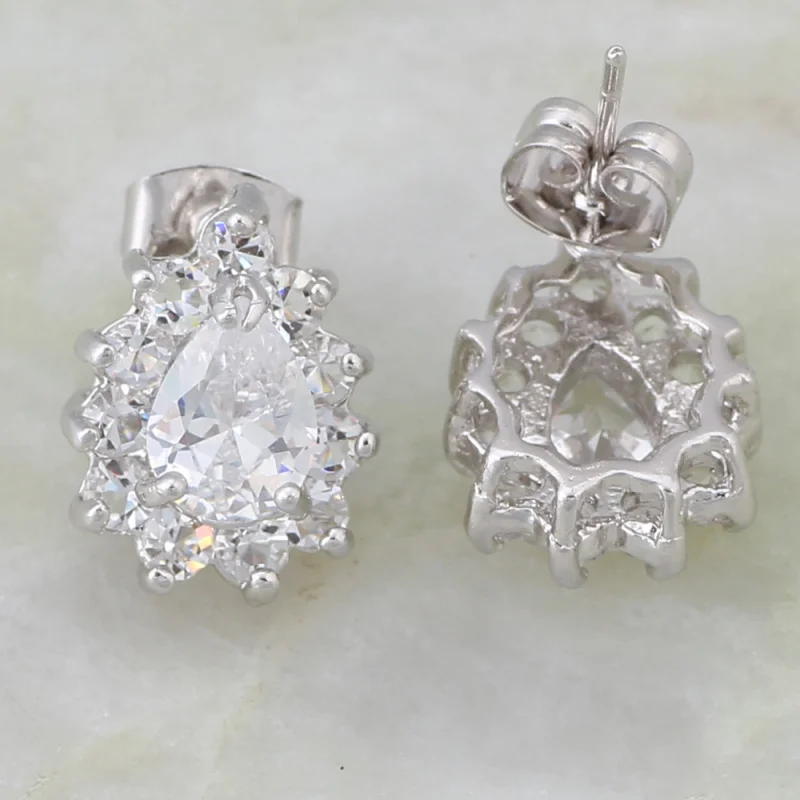

Fashion Jewelry Gold White crystal Stud earrings for women Water Drop jewelry JE067