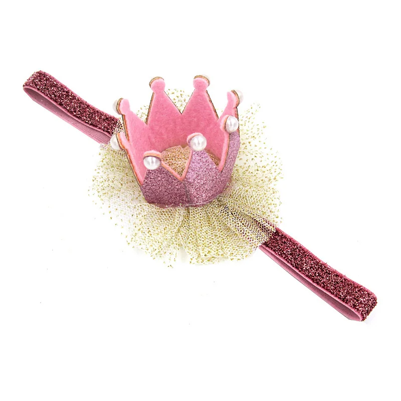 Cute Crown Baby Headbands Shiny Pearl girls hair accessories Princess Style turban Tiara Ornament Headwarer | Детская одежда и