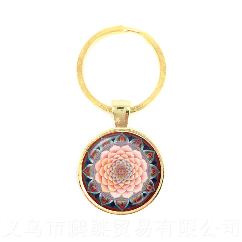 Mandala Datura цветок время драгоценный камень Кабошон брелки ручной работы летний