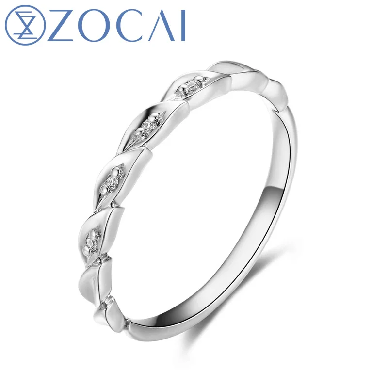 

ZOCAI 100% подлинное 18K Белое Золото (Au750) Настоящее 0,01 CT H/SI круглое бриллиантовое женское свадебное кольцо JBW00916