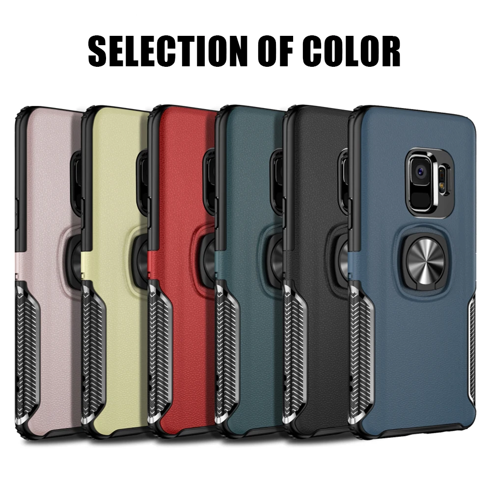 Кожаный чехол-подставка с текстурой для Samsung Galaxy S9 S8 S10 Plus Note 10 9 8 кольцевой