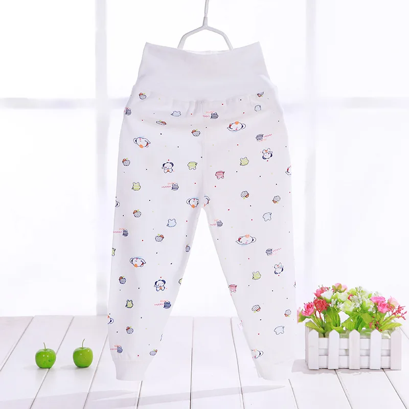 Осенние штаны для новорожденных леггинсы в полоску с высоким животом Хлопковые