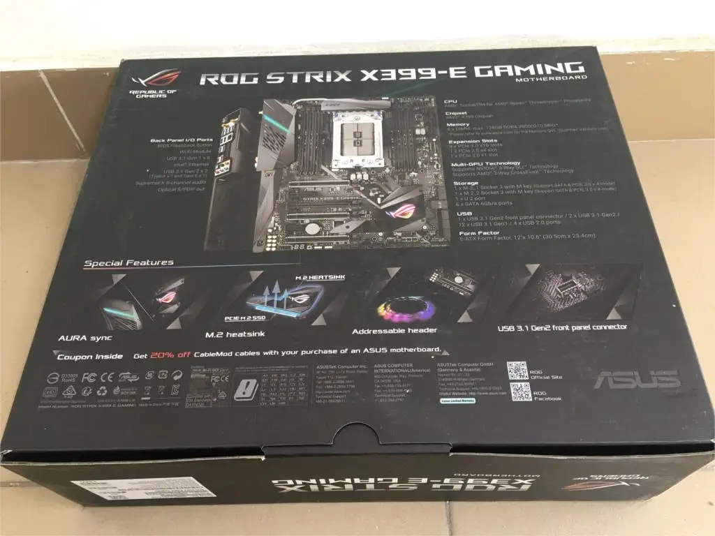 Материнская плата для игрового компьютера Asus X399-E