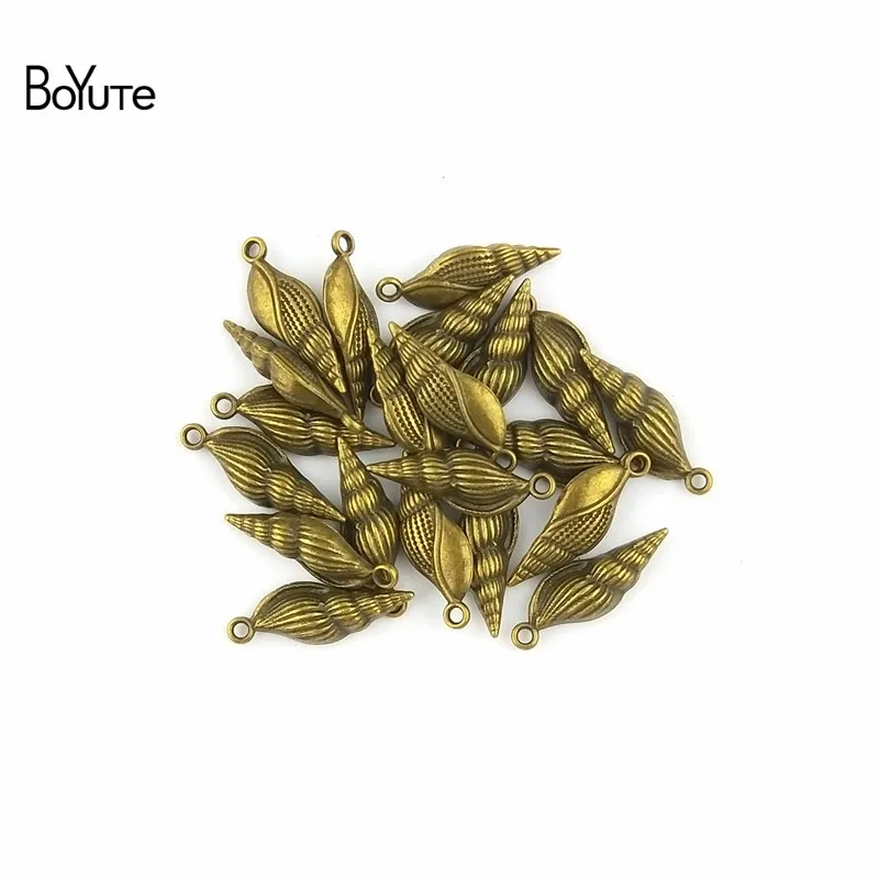 BoYuTe (100 шт./лот) 8*22 мм Античная бронзовая оцинкованная морская улитка кулон