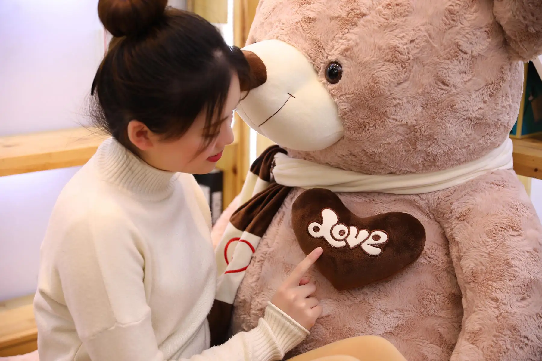 80CM/ 100CM T-shirt Love Teddy Bear Doll Large Plush Toy Big Bear Appease Stuffed Doll Female Birthday Gift Valentine's Day Gift