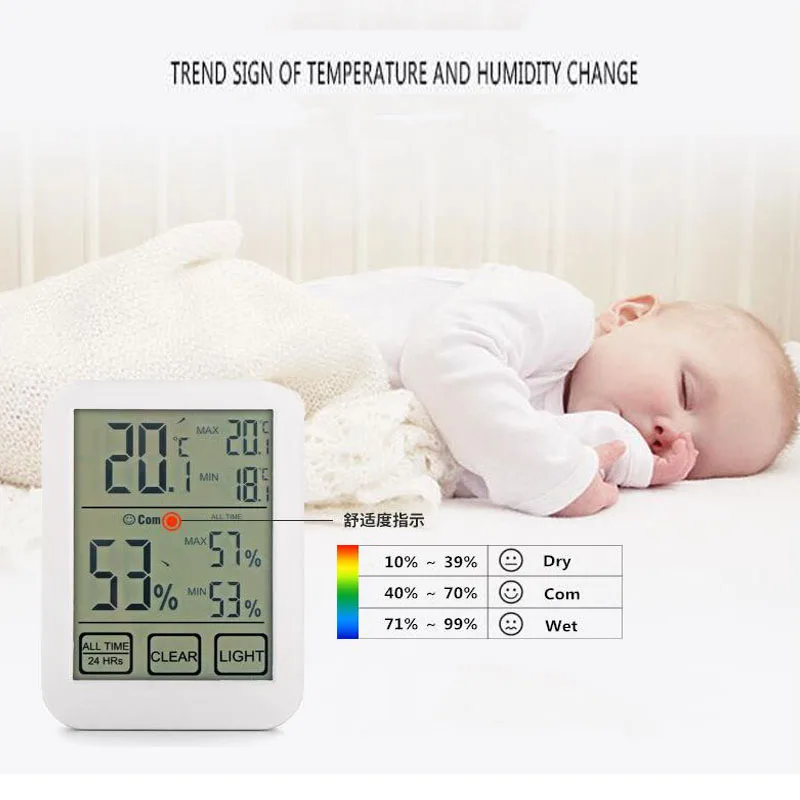 Цифровой гигрометр Сенсорный электронный термометр для измерения влажности