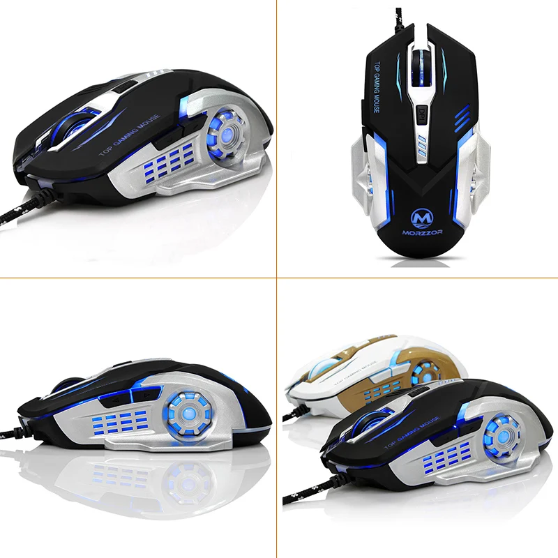 Игровая проводная мышь MORZZOR 3200DPI RGB со светодиодный Ной подсветкой USB оптическая с