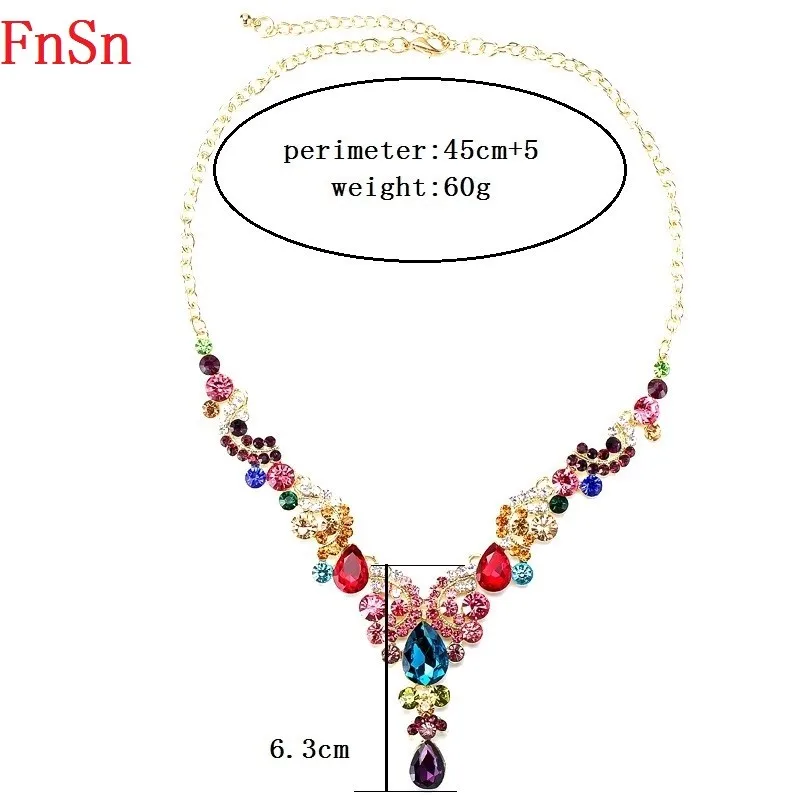 Fnsn горячие новые Ювелирные наборы Кристалл Чокеры ожерелье набор красочные