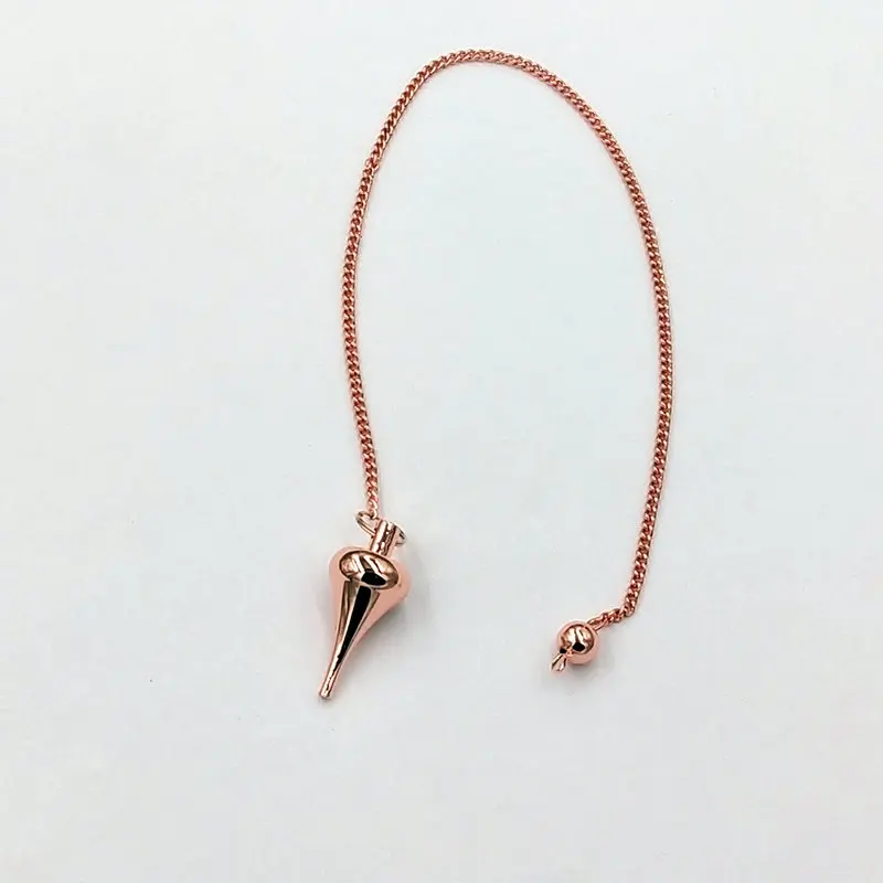 rose red Маятниковый камень исцеляющая Пирамида рейки медный маятник металлический кулон амулеты хром розовое золото Модный с цепочкой - Окраска металла: rose red