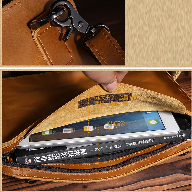 Высококачественный Мужской винтажный мессенджер из натуральной воловьей кожи