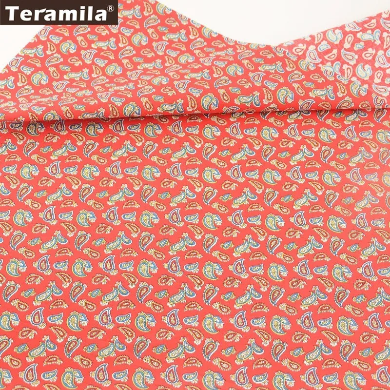 Teramila хлопок поплин Ткань Красный Жира четверти метра печатные абстрактные