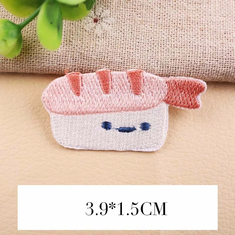PGY 1PCS Doughnut Salmon Sushi Small octopus Embroidery Honey peach Patches for Clothing Iron Kids Clothes Appliques Badge