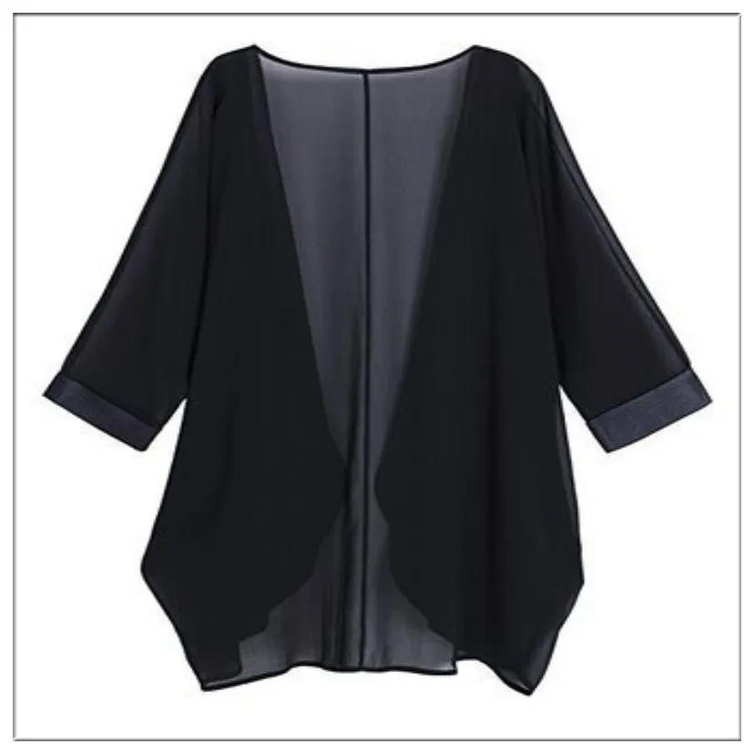 Летний Новый однотонный кардиган Солнцезащитная шифоновая блузка| |