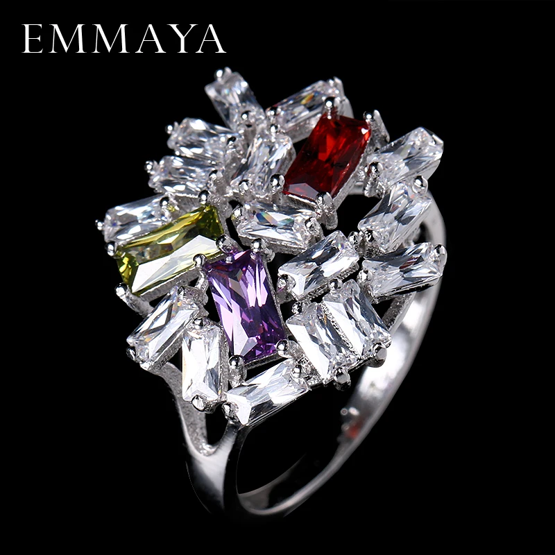 Женское фиолетовое кольцо EMMAYA модное ювелирное изделие из белого золота