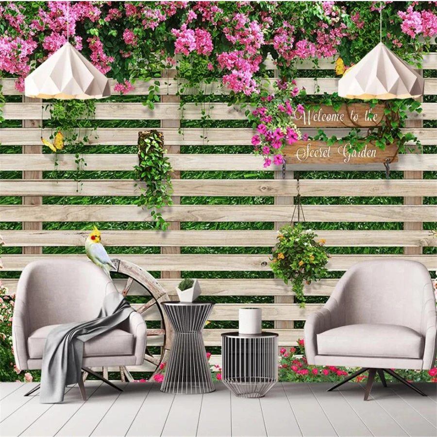 beibehang Custom wallpaper large 3d mural mediterranean wooden board rose flower background wall paper decorative painting | Обустройство