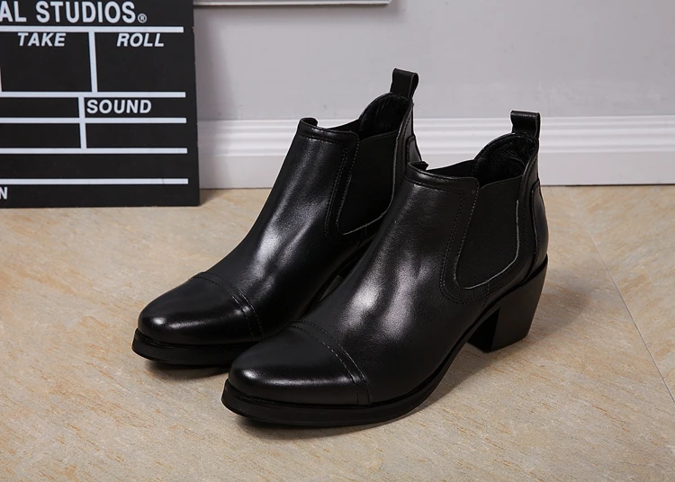 Мужские Ботильоны размера плюс 2019 из натуральной кожи на высоком каблуке мужские