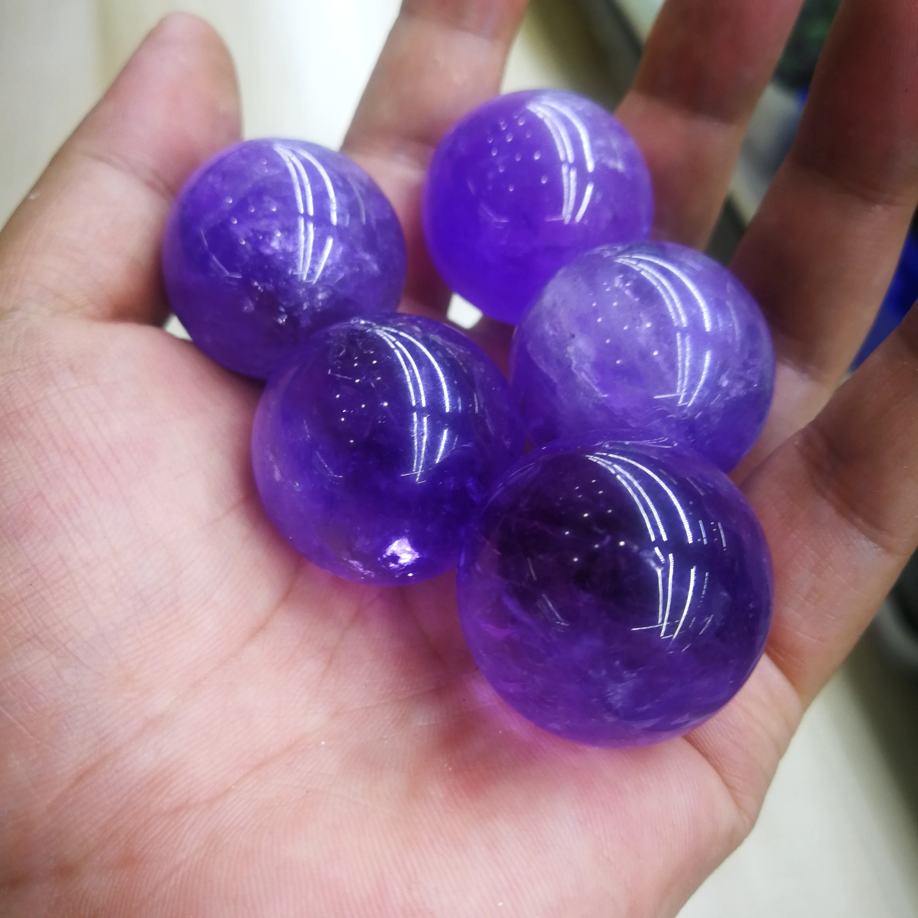 25 мм натуральный аметист кварцевый камень Сферический Кристалл шар флюорита