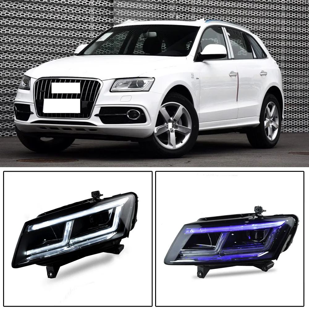 CAPQX 2 шт. для Audi Q5 2009- светодиодный налобный фонарь, головной светильник, лампа в сборе, DRL Объектив, двойной луч, Би-светодиодный объектив