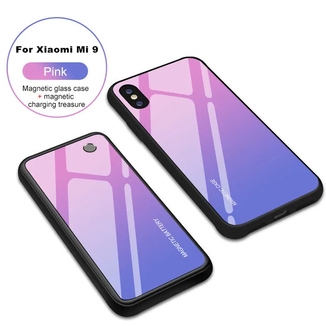 Pink Чехол для аккумулятора s для Xiaomi Mi 9, 5000 мА/ч, Дополнительный внешний аккумулятор с зажимом, чехол для зарядного устройства для Xiaomi Mi 9, беспроводной магнитный чехол для зарядки - Цвет: Pink
