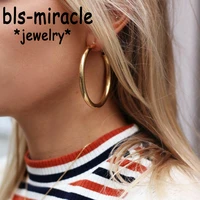 bls miracle fashion gold color coarse round earrings for women 2019 new brincos statement punk metal earring geometric jewelry