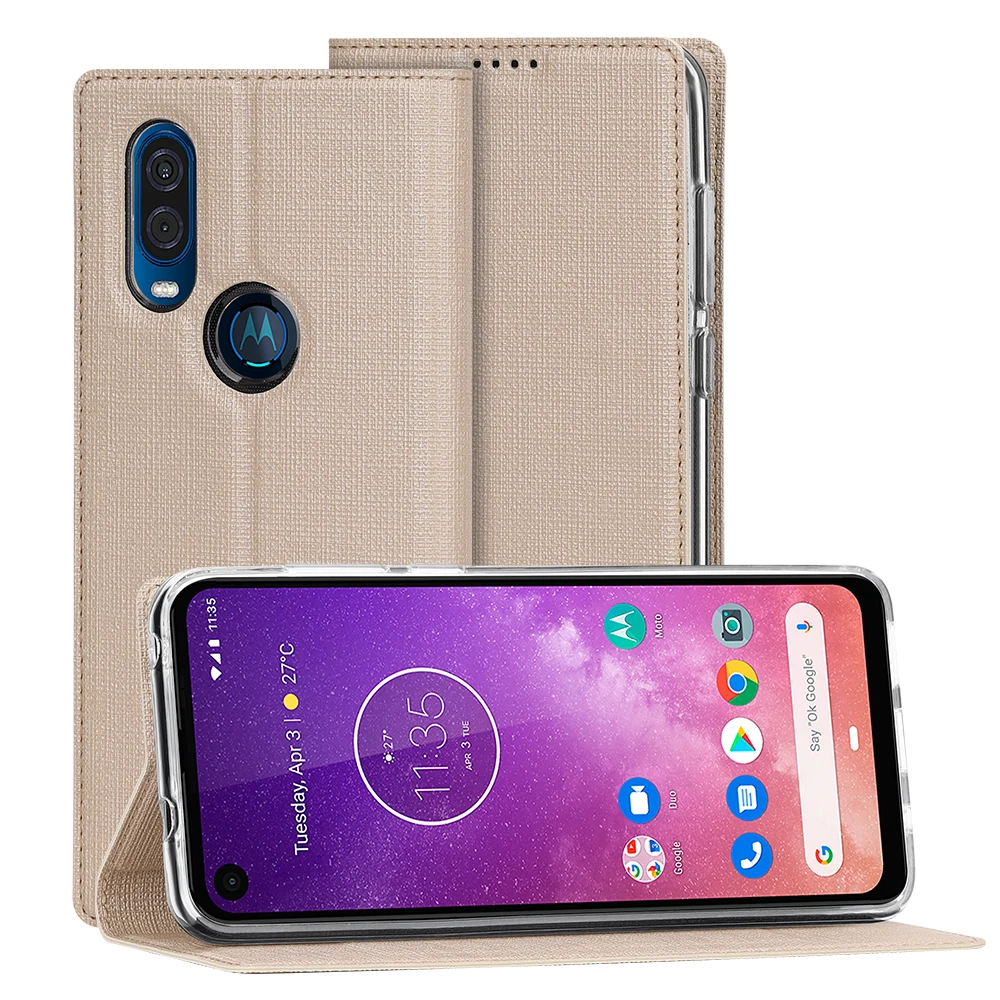 Винтажный тканевый чехол-книжка для Motorola Moto One Vision, кошелек с отделением для карт, магнитный чехол-книжка для Motorola Moto One Vision