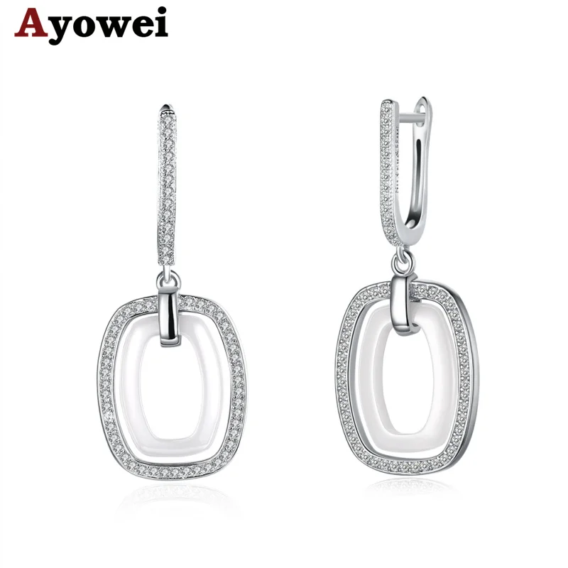 Fashion Real 925 sterling silver white crystal earring for pure fashion jewelry 6.43G SE10A | Украшения и аксессуары
