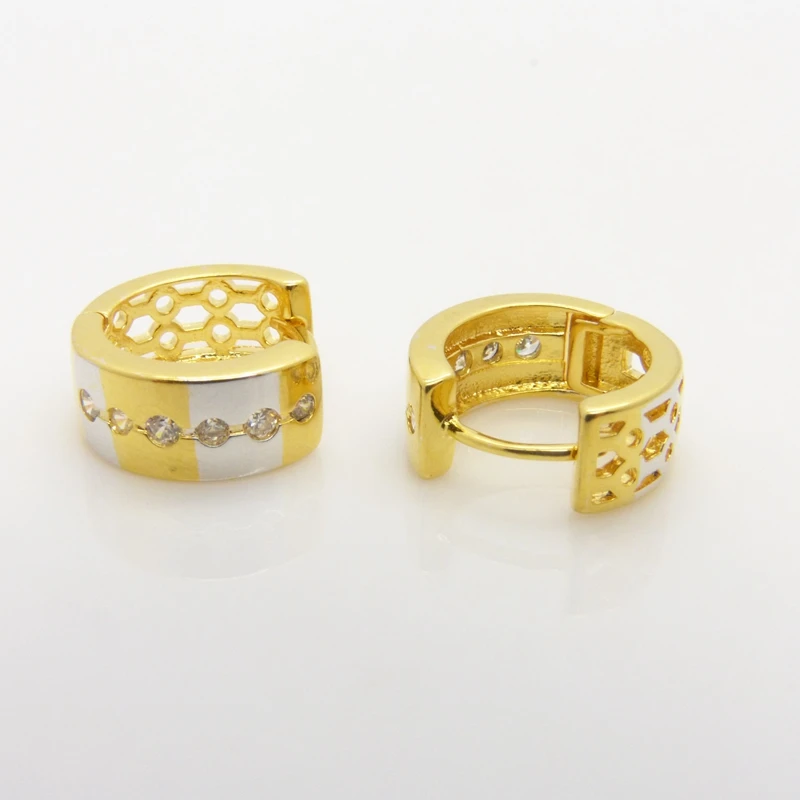 2-tone Solid Gold Filled Womens Fashion Hoop Earrings Hollow Design Jewelry Gift | Украшения и аксессуары